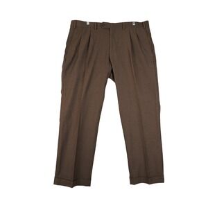 Lauren Ralph Lauren Mens Brown Dress Pants Trousers Sz 38x29 Pleated Cuffed